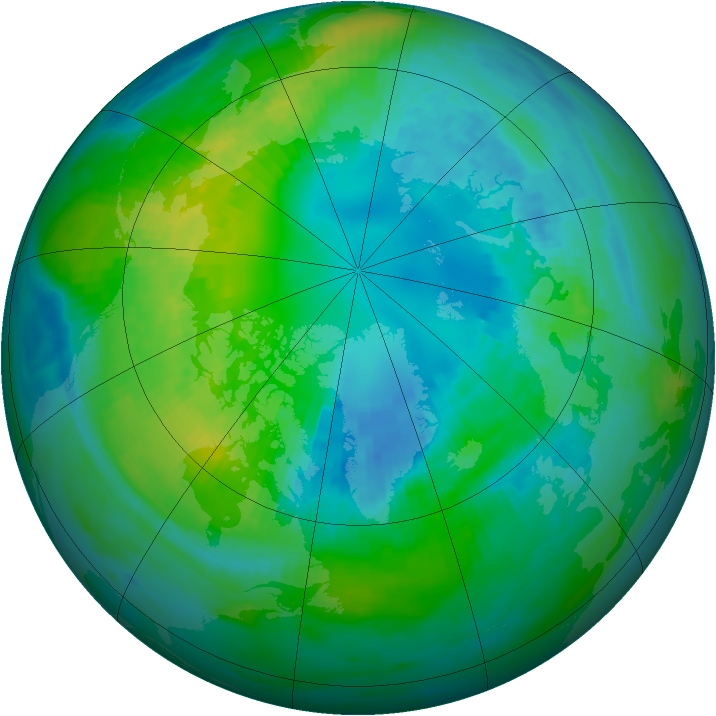 Arctic ozone map for 16 October 1989